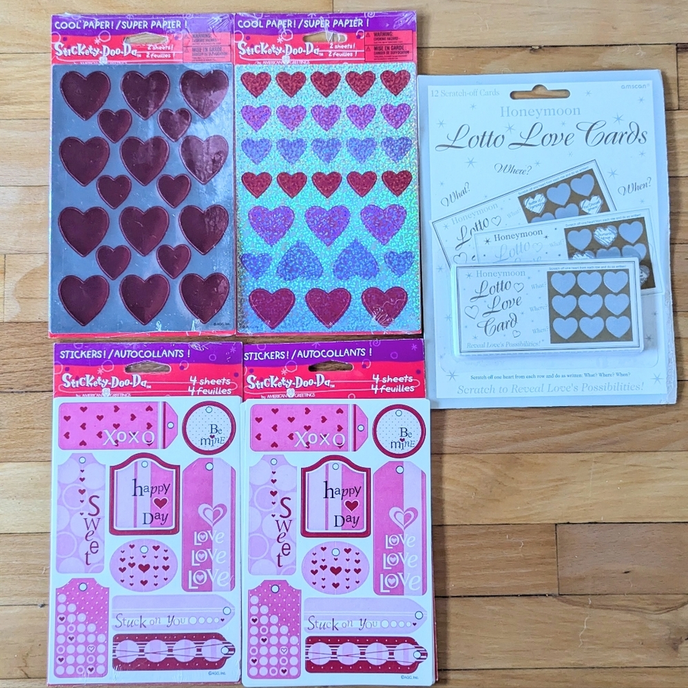🆕 love themed scratcher cards & stickers variety set